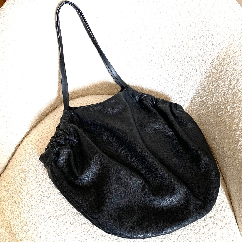 ZARA TRF Black Vegan Leather Hobo Shoulder Bag
